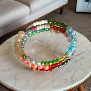 Hand Crafted Multicolor Beaded Coil Bracelet